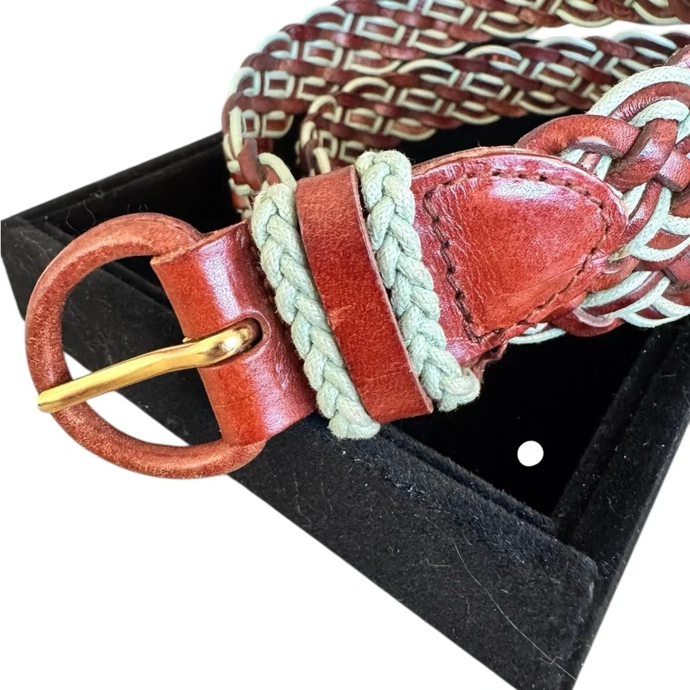 Talbots Braided Leather‎ Belt - green and tan